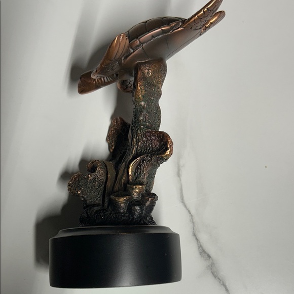 Copper Sea Turtle Sculpture on Black Base - Picture 7 of 7